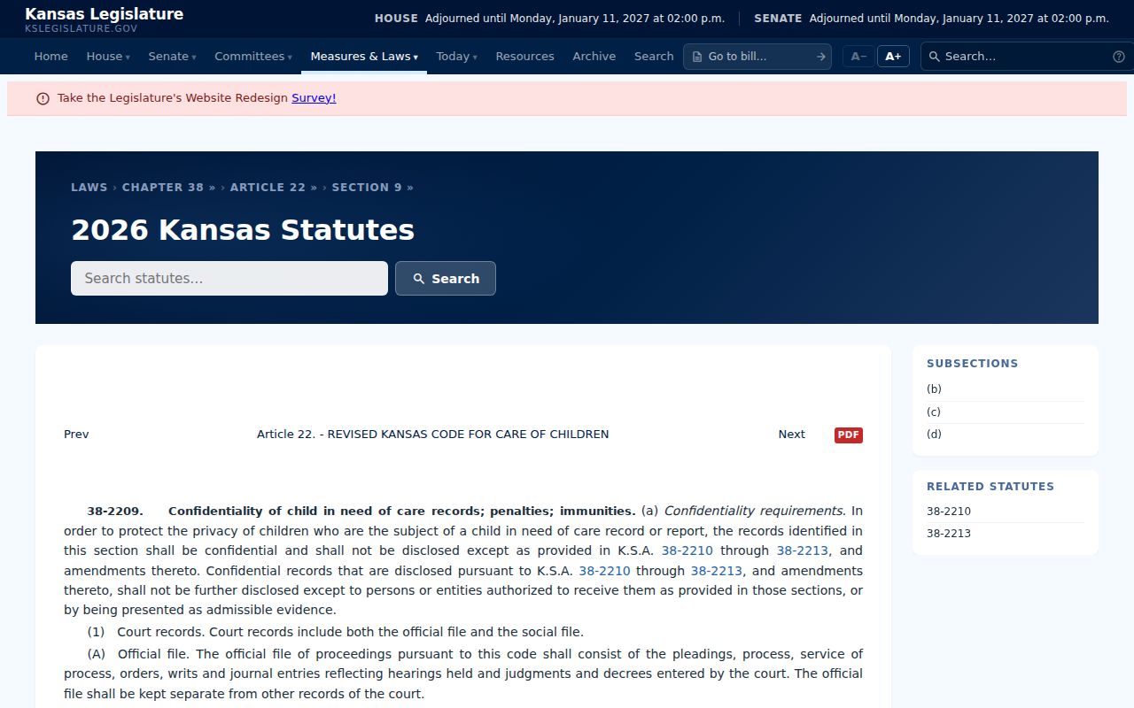 Harvey County civil docket child confidentiality statute