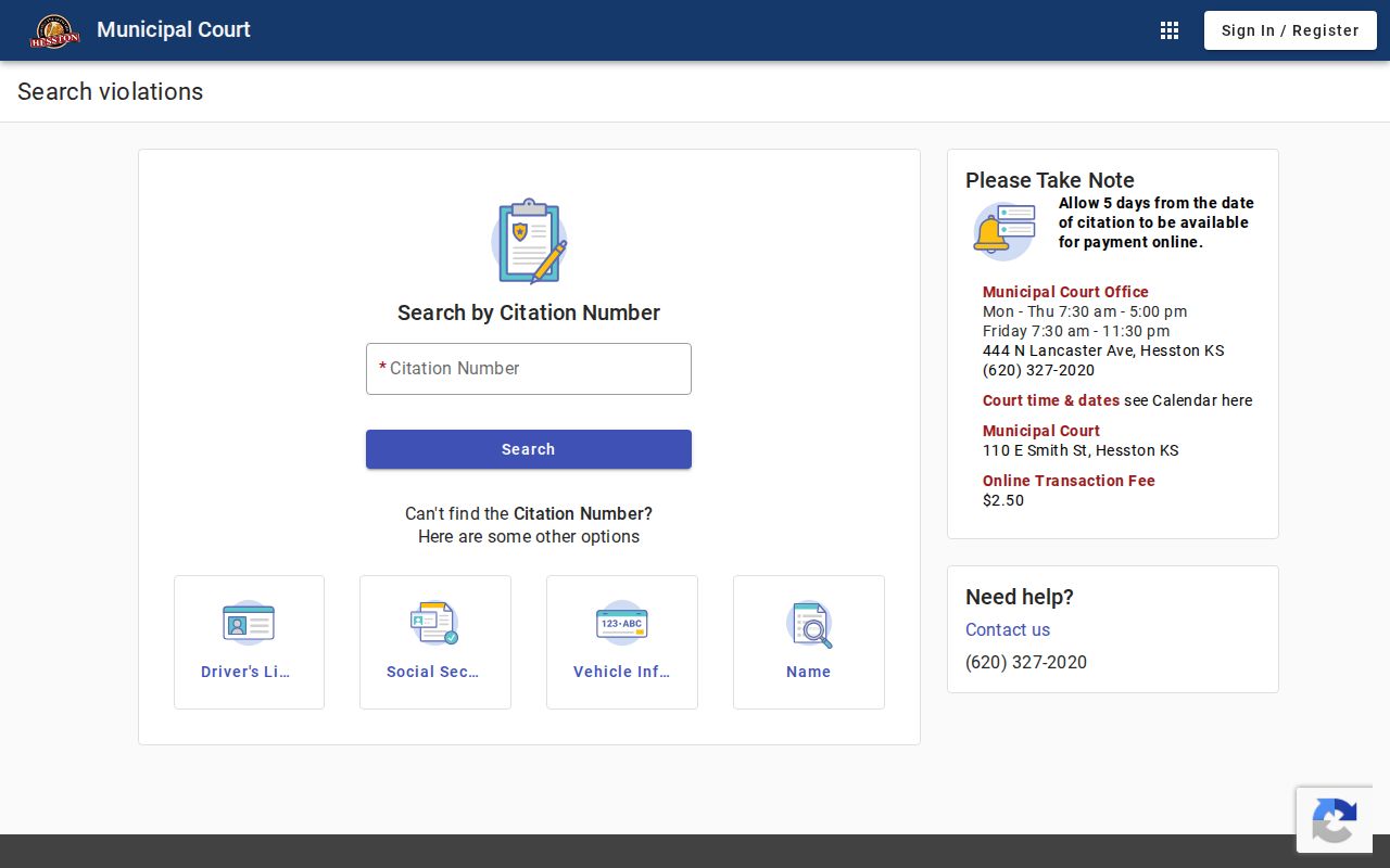 Hesston Municipal Court blank docket search